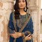 Rajwada Women Blue Embroidered Georgette Semi Stitched Salwar Suit