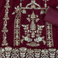 Rajwada Women Maroon Embroidered Georgette Semi Stitched Salwar Suit