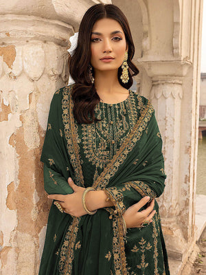 Rajwada Women Green Embroidered Georgette Semi Stitched Salwar Suit