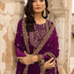 Rajwada Women Purple Embroidered Georgette Semi Stitched Salwar Suit