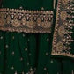 Rajwada Women Green Embroidered Georgette Sharara Style Semi-Stitched Salwar Suit