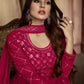 Rajwada Women Magenta Embroidered Georgette Semi Stitched Anarkali Suit