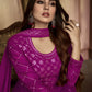 Rajwada Women Purple Embroidered Georgette Semi Stitched Gown