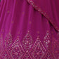 Rajwada Women Purple Embroidered Georgette Semi Stitched Gown