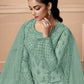 Rajwada Women Sea Green Embroidered Georgette Semi Stitched Palazzo Suit