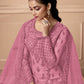 Rajwada Women Pink Embroidered Georgette Semi Stitched Palazzo Suit