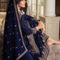 Rajwada Women Dark Blue Embroidered Georgette Sharara Style Semi-Stitched Salwar Suit
