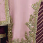 Rajwada Pink Georgette Embellished Semi stitched Kurta Set For Womenm