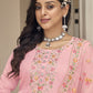 Rajwada - Pink Floral Embroidered Georgette Semi Stitched Straight Salwar Suit