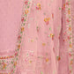 Rajwada - Pink Floral Embroidered Georgette Semi Stitched Straight Salwar Suit