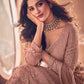 Rajwada Women Peach Faux Georgette Semi Stitched Kurta Set