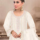 Rajwada White Embroidered Georgette Semi Stitched Kurta Set With Dupatta For Women