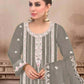Rajwada Grey Embroidered Georgette Semi Stitched Kurta Set With Dupatta For Women