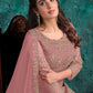 Rajwada Pink Net Embroidered Semi Stitched Kurta Set For Women