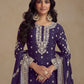 Rajwada Purple Silk Blend Embroidered Semi-Stitched Kurta Set For Women
