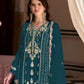 Rajwada Teal Embroidered Georgette Semi-Stitched Kurta Set For Women