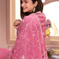 Rajwada Pink Embroidered Silk Blend Semi-Stitched Kurta Set For Women