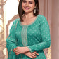 Rajwada Teal Green Embroidered Silk Blend Semi-Stitched Kurta Set For Women