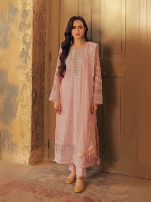 Rajwada Peach Embroidered Georgette Semi-Stitched Kurta Set For Women