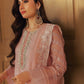 Rajwada Peach Embroidered Georgette Semi-Stitched Kurta Set For Women