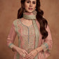 Rajwada Orange Embroided Silk Blend Semi-Stitched Kurta Set For Women