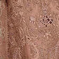 Rajwada Brown Organza Embroidered Semi-Stitched Kurta Set For Women