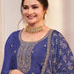 Rajwada Blue Georgette Embroidered Semi-Stitched Kurta Set For Women