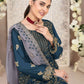 Rajwada Teal Embroidered Georgette Semi-Stitched Kurta Set For Women