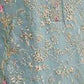 Rajwada Blue Organza Embroidered Semi-Stitched Kurta Set For Women