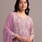 Rajwada Pink Georgette Embroidered Semi-Sitched Kurta Set For Women