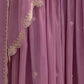 Rajwada Pink Georgette Embroidered Semi-Sitched Kurta Set For Women
