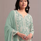 Rajwada Light Green Georgette Embroidered Semi-Sitched Kurta Set For Women