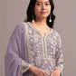 Rajwada Lavender Georgette Embroidered Semi-Sitched Kurta Set For Women
