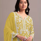 Rajwada Yellow Georgette Embroidered Semi-Sitched Kurta Set For Women