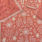 Rajwada Peach Georgette Embroidered Semi-Sitched Kurta Set For Women