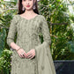 Rajwada Light Green Georgette Embroidered & Cutwork Semi-Sitched Kurta Set For Women