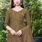 Rajwada Olive Georgette Embroidered & Cutwork Semi-Sitched Kurta Set For Women