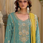 Rajwada Sky Blue Chinon Embroidered Semi-Sitched Kurta Set For Women