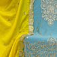 Rajwada Sky Blue Chinon Embroidered Semi-Sitched Kurta Set For Women