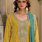 Rajwada Yellow Chinon Embroidered Semi-Sitched Kurta Set For Women