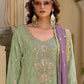 Rajwada Light Green Chinon Embroidered Semi-Sitched Kurta Set For Women