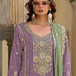 Rajwada Lavender Chinon Embroidered Semi-Sitched Kurta Set For Women