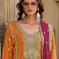 Rajwada Orange Chinon Embroidered Semi-Sitched Kurta Set For Women