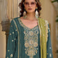 Rajwada Teal Chinon Embroidered Semi-Sitched Kurta Set For Women