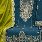 Rajwada Teal Chinon Embroidered Semi-Sitched Kurta Set For Women