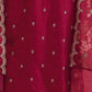 Rajwada Red Silk Blend Embroidered Semi-Sitched Kurta Set For Women