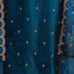 Rajwada Teal Blue Silk Blend Embroidered Semi-Sitched Kurta Set For Women