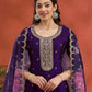 Rajwada Purple Silk Blend Embroidered Semi-Stitched Kurta Set For Women