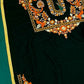 Rajwada Dark Green Velvet Embroidered Semi-Sitched Kurta Set For Women