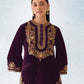 Rajwada Purple Velvet Embroidered Semi-Sitched Kurta Set For Women